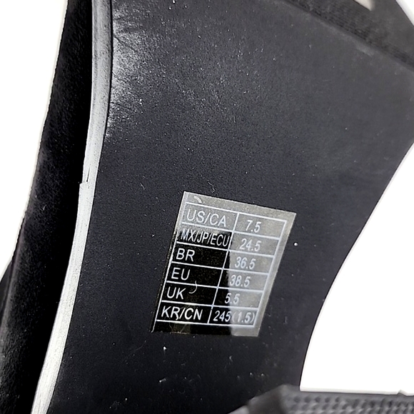 Forever 21 Black Faux Suede Heeled Lace Up Ankle Boots Side Zipper Size 7.5 - Picture 14 of 16